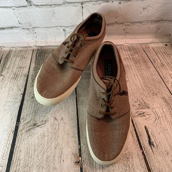 POLO RALPH LAUREN Men’s Faxon Low Chambray with Suede Laces / Size: 8.5D - Picture 1 of 12